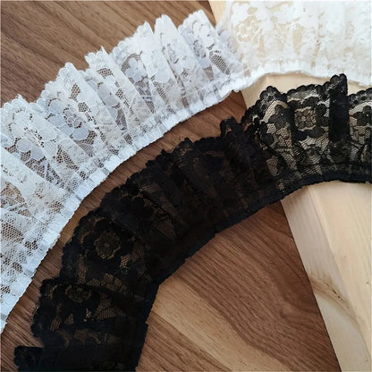 6CM Wide HOT Embroidery White Black 3D Flower Lace FabricTrim Ribbon DIY Sewing Applique Collar Dress Wedding Guipure Decor 1