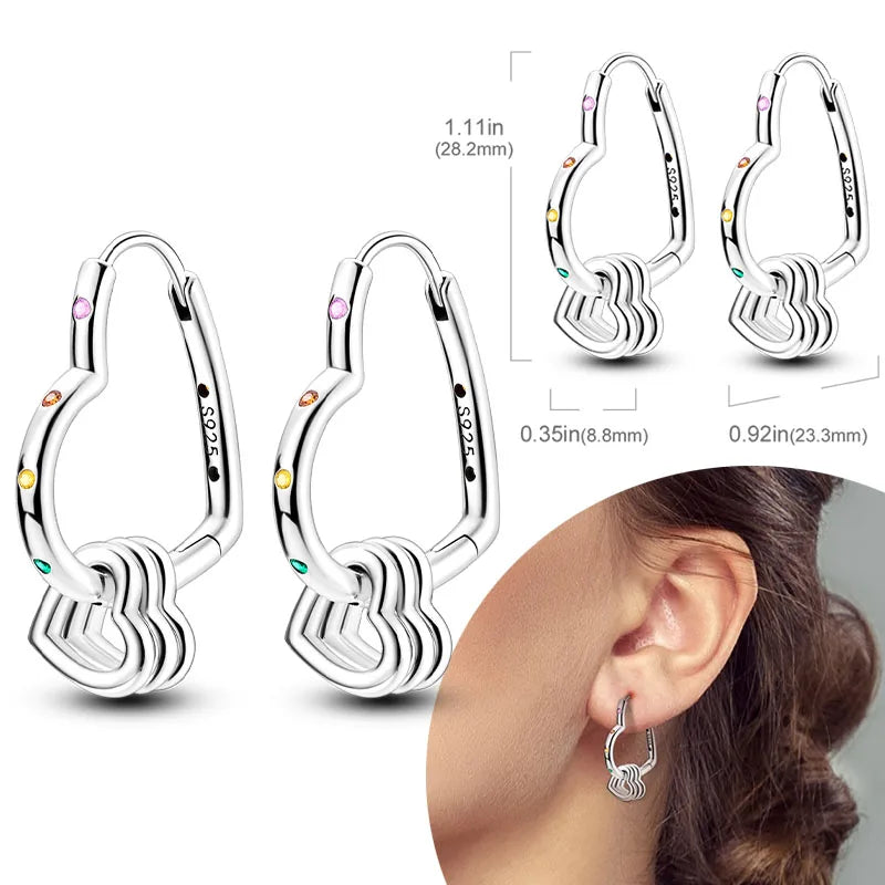 925 Sterling Silver Hoops Earrings Hypoallergenic Hoops Earrings With Zirconia Fashion Jewelry for Women Girls - KTE213