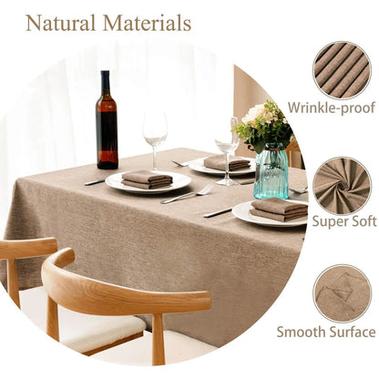 Waterproof Rectangle Table Cloth, Farmhouse Tablecloth, Anti-Shrink, Soft and Wrinkle Resistant, Decorative Fabric Table Cove