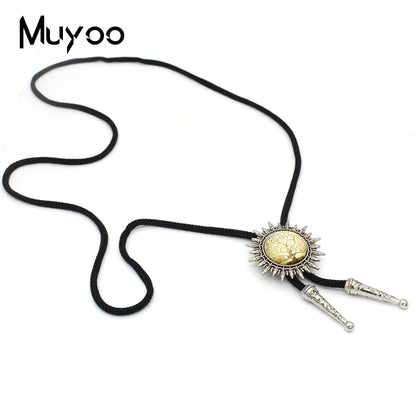 BOLO-0087 Fashion Hot Atheist Atheism Symbol Bolo Ties For Men Handmade Atheist Logo Round Glass Dome Slide Fashion Neck Tie