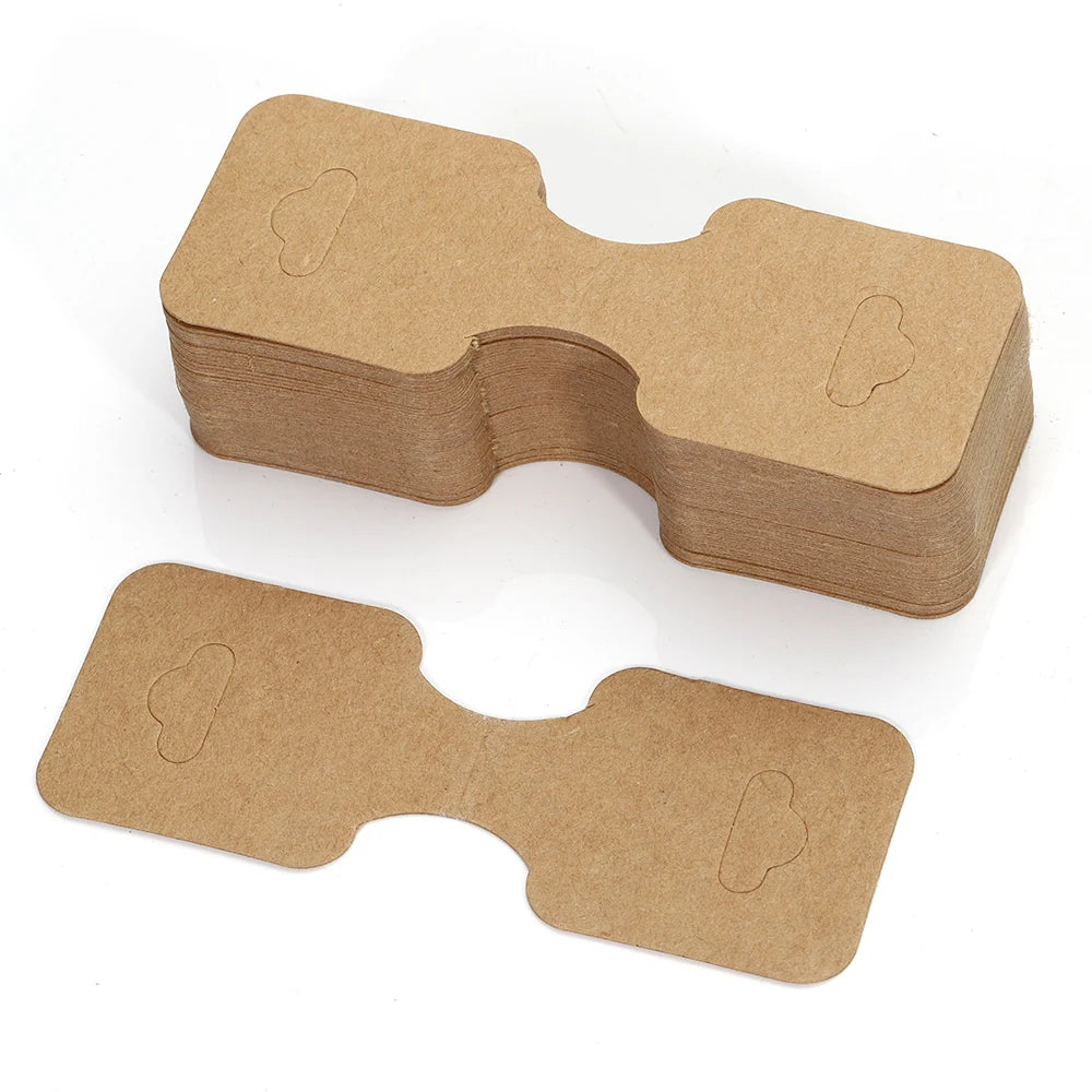 50pcs 9x3.5cm Foldable Kraft Paper Packing Cards for DIY Jewelry Display Holders Handmade Necklace Bracelet Retail Price Tags