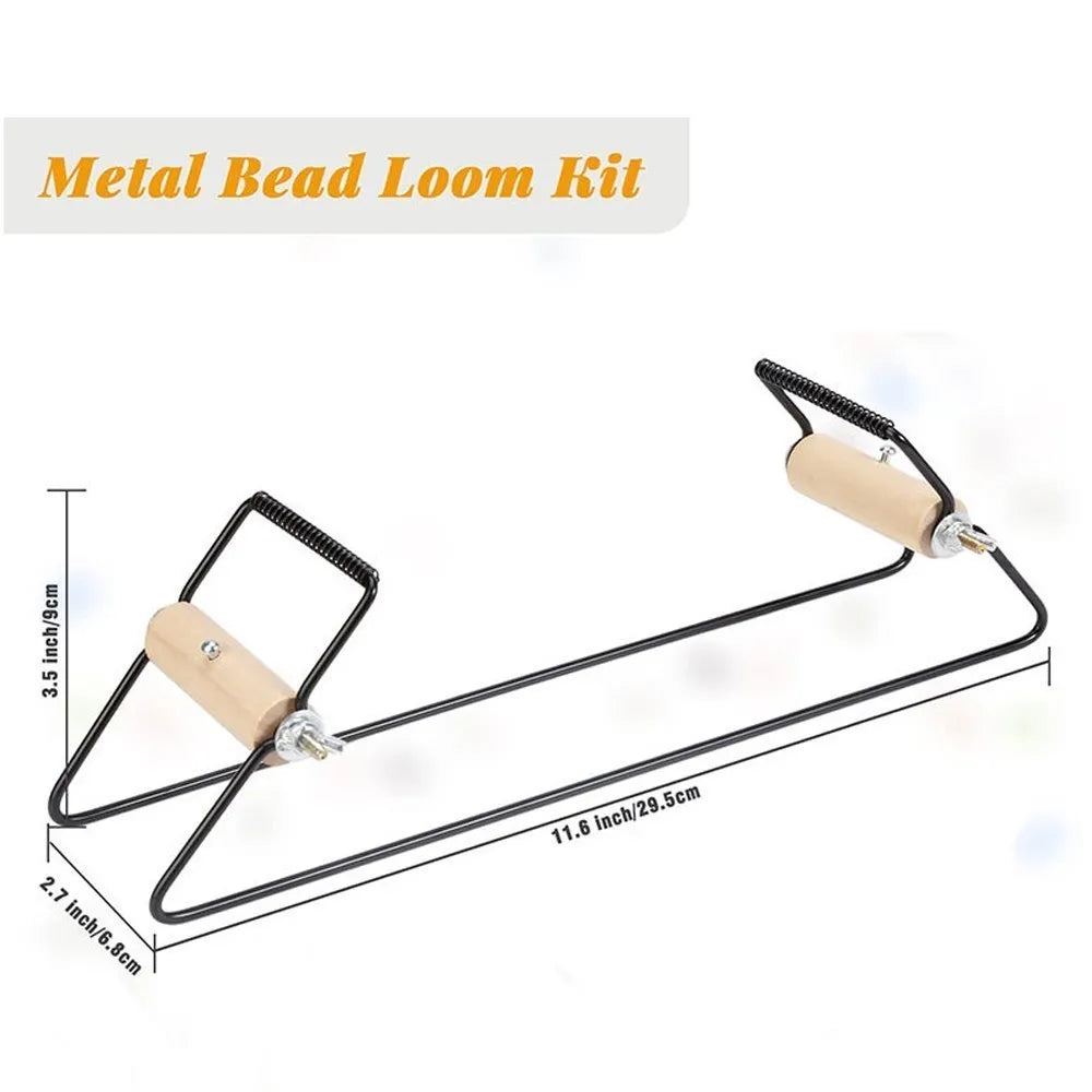Weaving Beading Loom Easy-to-Use DIY Tool with Elastic Band Charm Czech Glass Beads Needle for Bracelet Necklace Jewelry Maki