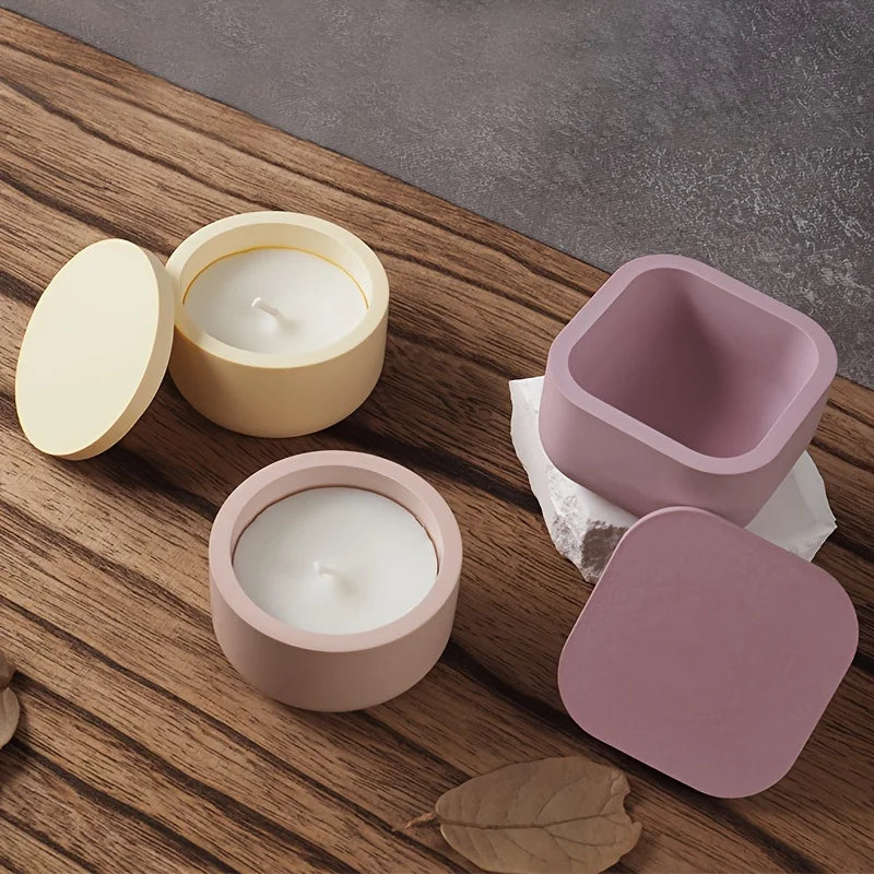 1set DIY Candle Jar Silicone Mold with Lid - Aroma Wax Jar Making Mold for Resin, Concrete, Gypsum - Mold for Home Crafts