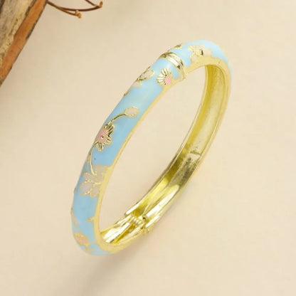 Traditional Vintage Cloisonne Bangle Chinese Classic Hollow Out Flower Bangle Vintage Ethnic Women's Hand Bracelet Jewelry Gi