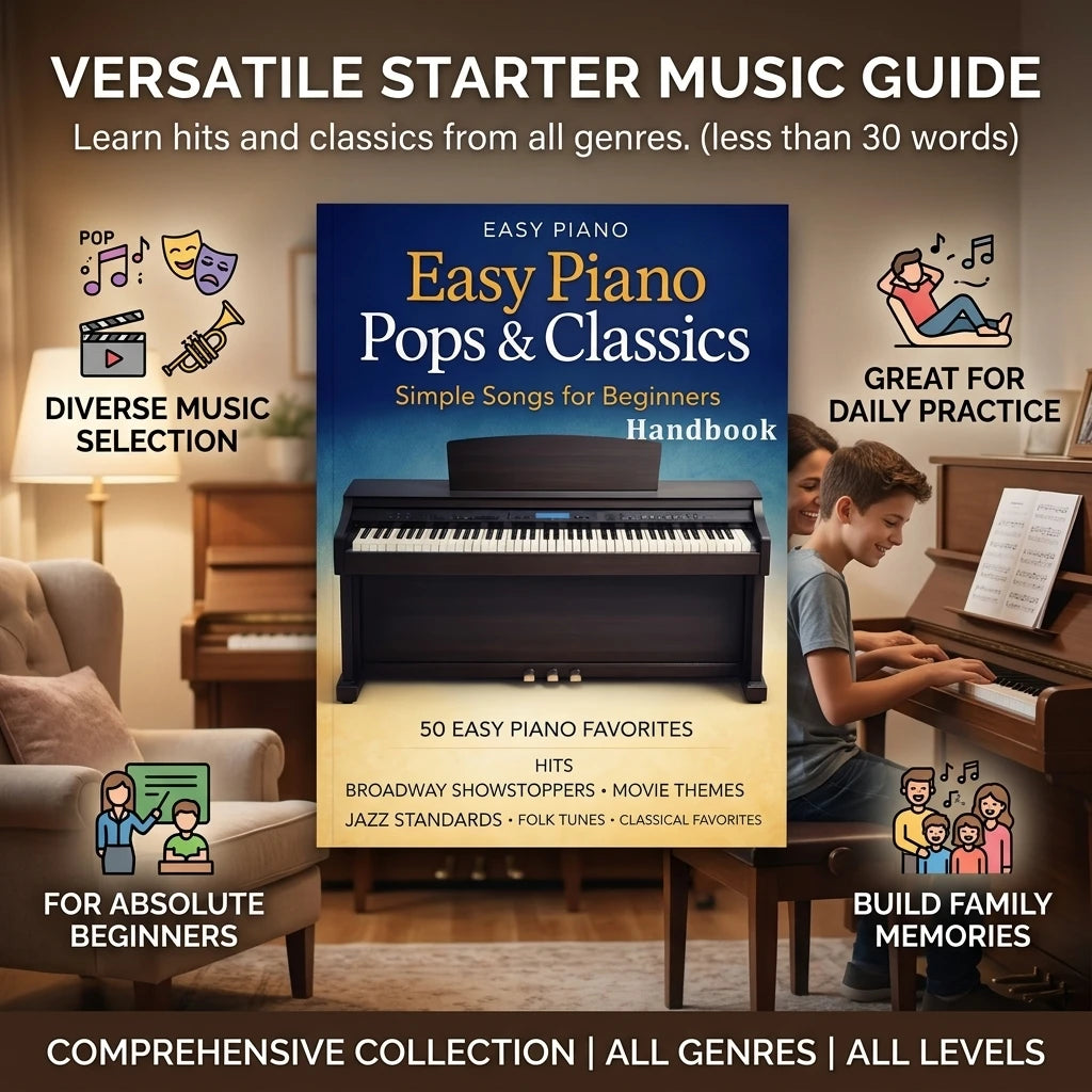 Piano Sheet Music Book for Beginners with Easy Classical Pieces Staff and Simplified Notation for Music Learners and Teaching