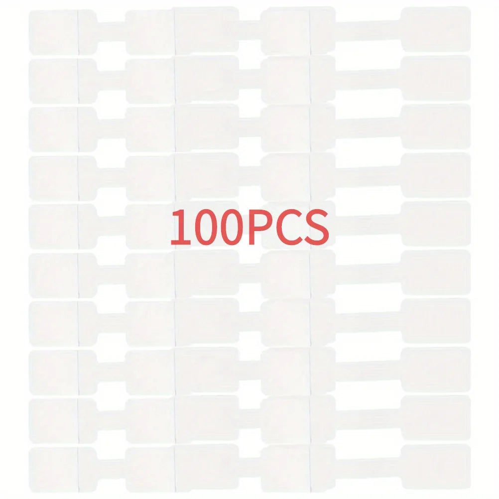 100pcs White Cable Labels - Self-Adhesive Writable Cord Tags for Office/School Organization, Easy Cable Management
