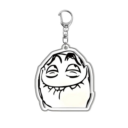 Creative Troll Face Keychains No Me Gusta Rage Forever Alone Acrylic Pendant Key Chain Backpack Car Ornament Comic Fans Gift 