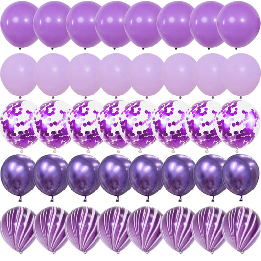 Purple Metal Latex Confetti Balloons Wedding Decoration Matte Globos New Year Birthday Party Decorations Baby Shower Supplies