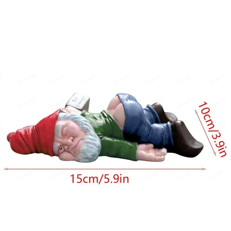 15cm Drunken Garden Gnomes Funny Resin Statues for Home Decor Whimsical Indoor Outdoor Ornaments EcoResin Weatherproof