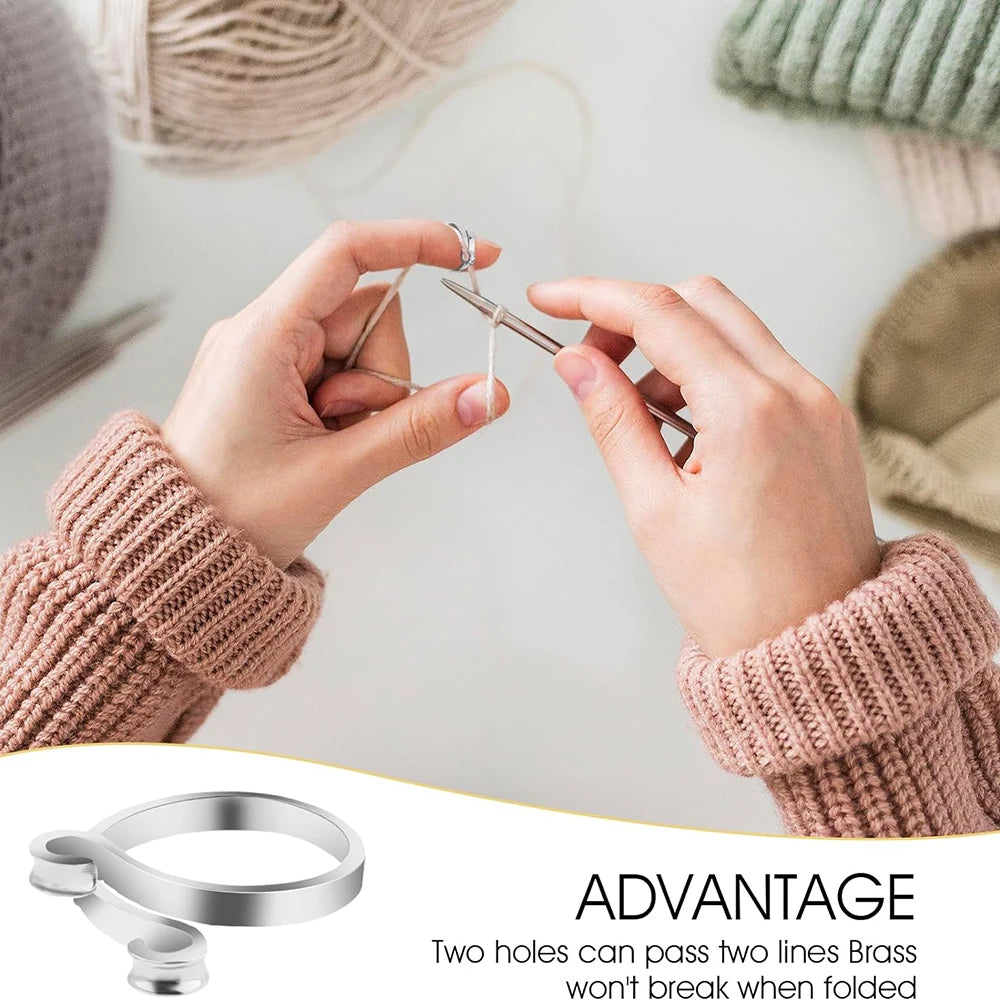 2pcs Adjustable Knitting Crochet Loop Ring Knittied Yarn Guide Finger Faster Holder Thimble Crocheters Thread Ring Sewing Too