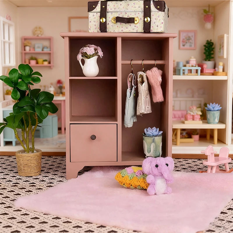 Miniature wooden wardrobes, dollhouse furniture accessories, and miniature scene decorations BJD/OB11 dollhouse home furnishi