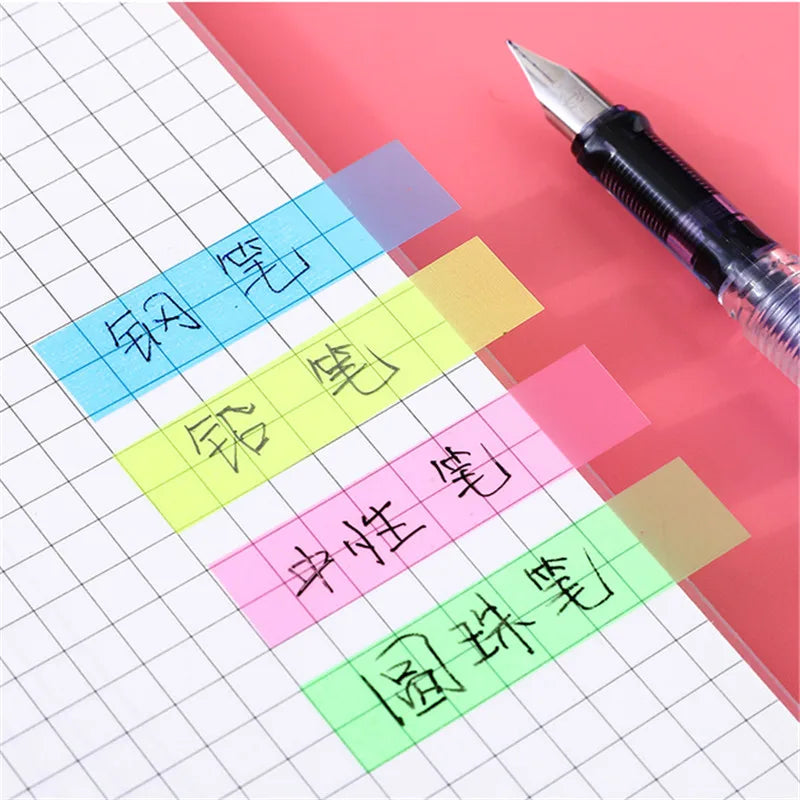 200 Sheets Color Index Sticky Notes, Transparent Adhesive for Journaling & Notes, Tabs for Books, School & Office Supplies