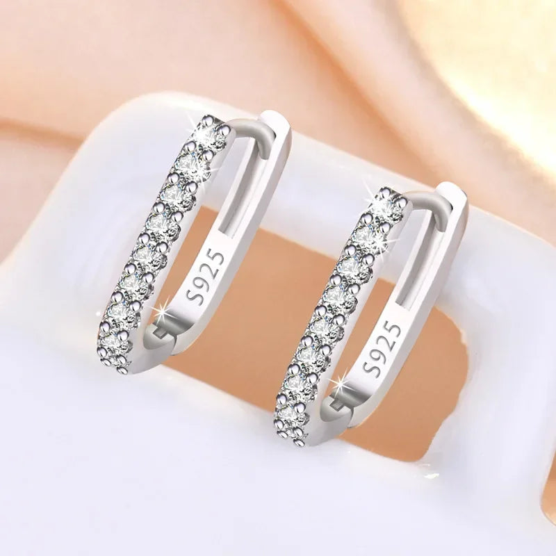 Original designer 925 Sterling Silver Elegant Crystal Jewelry Fashion Zircon Circle Hoop Earrings for Woman Wedding Party Gif