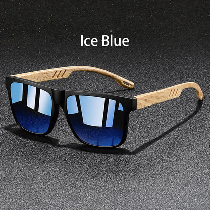 Fashion Vintage Square Square Frame Sunglasses Men Women Fishing Driving Man Designer Sun Glasses Eyewear - IceBlue
