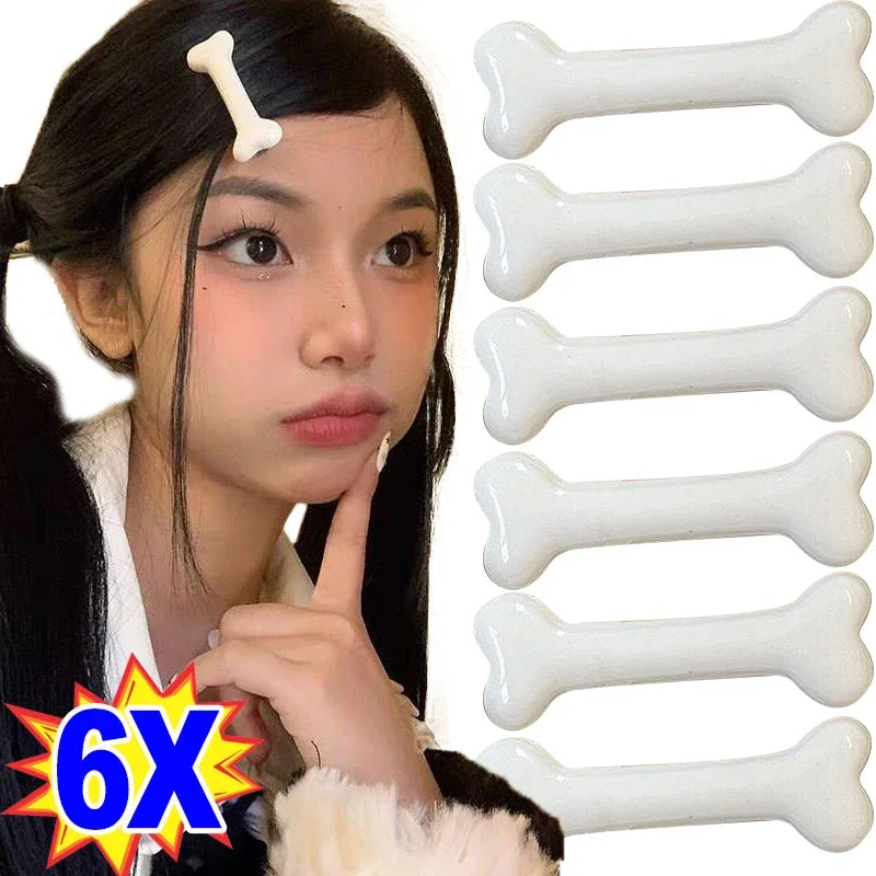 White Bone Hair Clip Cute Cartoon Bobby Pin Girl Fashion Dog Bones Decoration Small Hairpins Barrettes Y2K Accessories