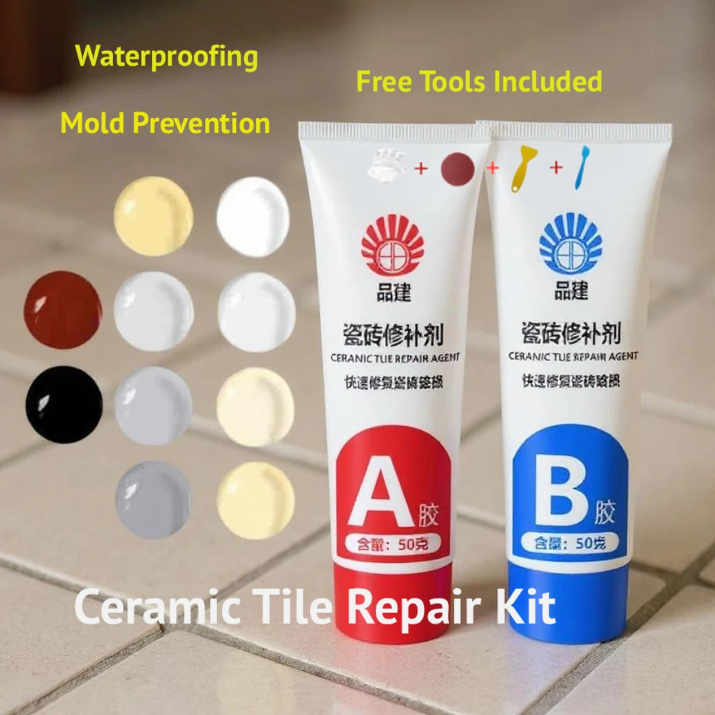 Tile Ceramic Repair Agent Kit for Floor Toilet Sink Tub Crack Chip Gap Filler. Waterproof, Mildew Resistant, Wearproof Easy U