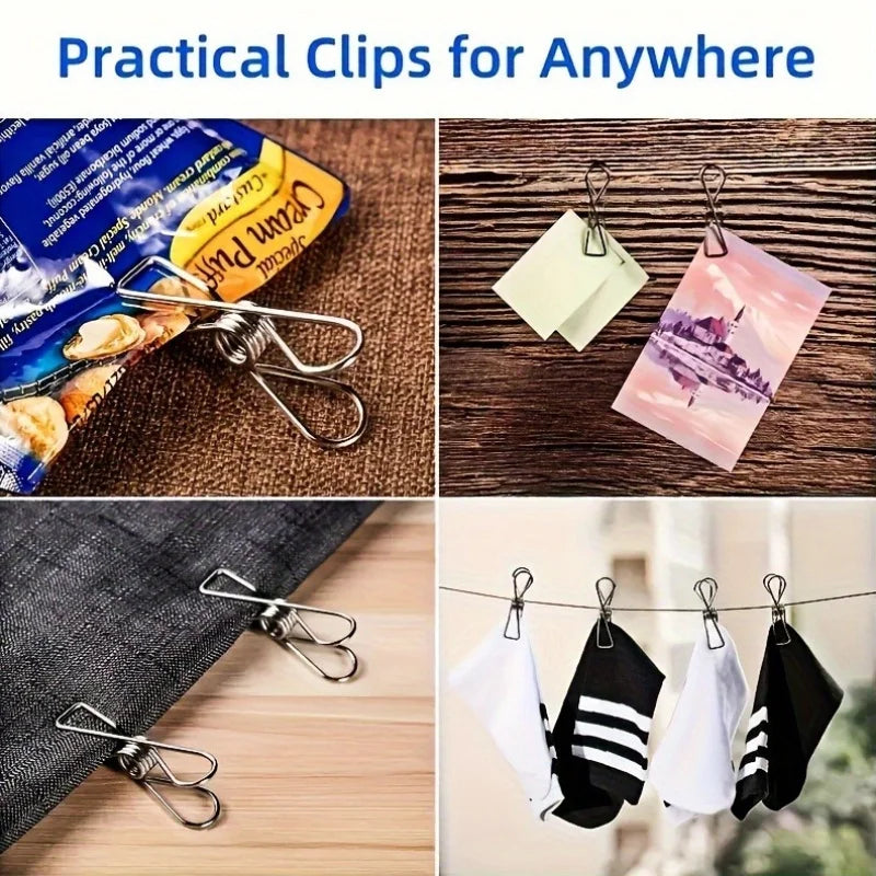 20pcs Stainless Steel Clothes Pins, Durable Clothes Pegs, Multi-Purpose Metal Wire Utility Clips For Laundry Home Kitchen