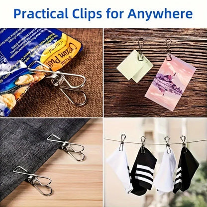 20pcs Stainless Steel Clothes Pins, Durable Clothes Pegs, Multi-Purpose Metal Wire Utility Clips For Laundry Home Kitchen