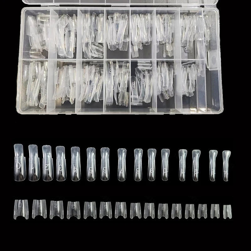 240 Pieces of Dual-Form Nail Forms - Nail Molds, Can Quickly Extend Nails, No Paper Forms Needed, 15 Sizes of Plastic Forms, 