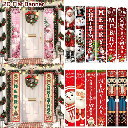 Christmas Door Banner Door Couplet Merry Christmas Decoration For Home 2025 Navidad Kerst Natal Noel Xmas Decor New Year 2026