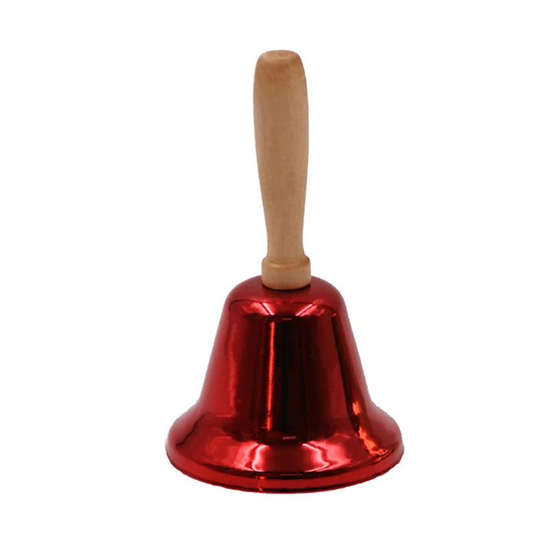 Festive Attention Christmas Hand Bell Wooden Handle Kindergarten Kids Christmas Jingle Ring Xmas Decorations Christmas Bells 