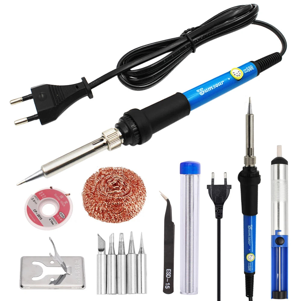 60W/80W Electric Soldering Iron Adjustable Temperature Digital Display Electronic Welding Repair Tools With Solder Tin Iron T