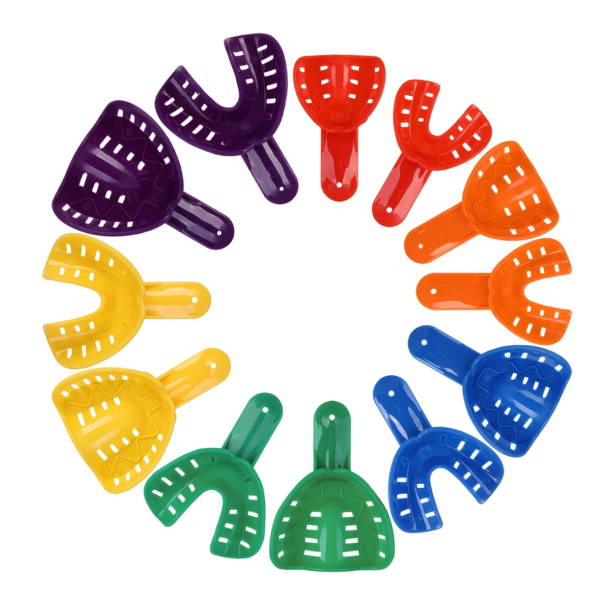 12pcs Dental Impression Trays Dentist Impression Durable Plastic Teeth Holder Lab Dentistry Accessory Tools