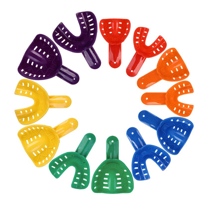 12pcs Dental Impression Trays Dentist Impression Durable Plastic Teeth Holder Lab Dentistry Accessory Tools