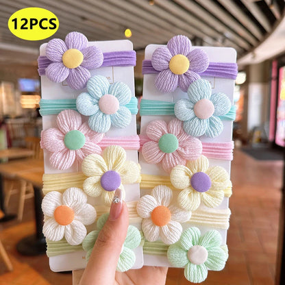 20PCS 10PCS Hair Accessories For Girl Elastic Hair Bands Flowers Style Hair Ring Children Birthday Party Headdress Headwear -