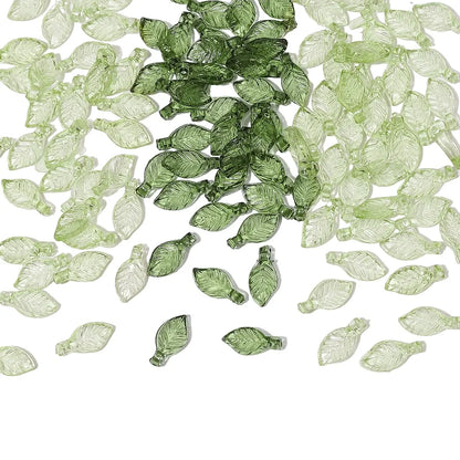100pcs Acrylic Mini Small Tree Leaf Hand Beaded DIY Handmade Necklace Earrings Loose Bead Separated Bead Jewelry Accessory Ma