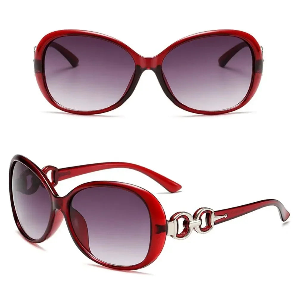 Sunglasses for Women Men Classic Retro Vintage Oversized Eyewear Fashion Shades Round Faced Driving Glasses - red