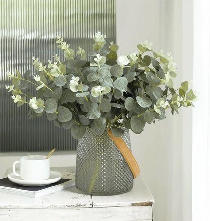 5/10/20Pcs Of Eucalyptus Leaf Stems Green Artificial Plants For Living Room Decoration Bride Wedding Vases Flowers Bouquet De