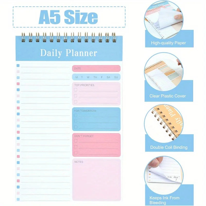 1PC Daily To Do List Notepad - 30 Laminated Sheets for Work, School, Fitness & Academic Goals Notebook - Perfect Back To Scho