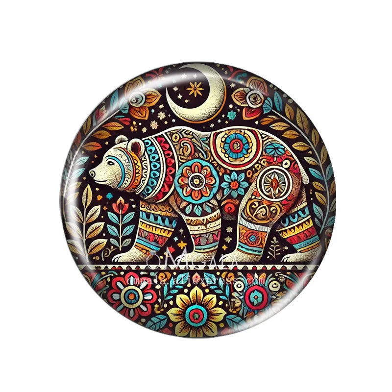 Folk Art Animals with Flower 10pcs Mixed 12mm/14mm/18mm/20mm/25mm/30mm Round photo glass cabochon demo flat back Making findi