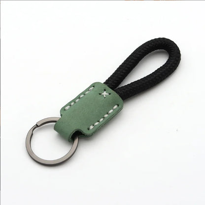 New Classic Vintage Cow Leather Keychain Men Personality Fashion Leather Car Key Ring - as picture C