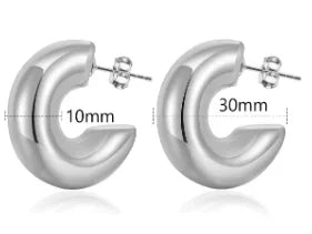 Shiny Zircon Hoop Earrings for Women Trendy Golden Stainless Steel Circle Earring Jewelry Pendientes