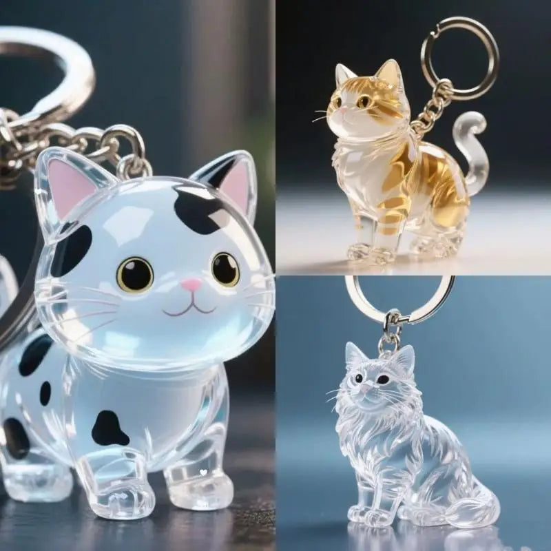 New Cat Hair Storage Keychain Bag Pendant Transparent Pet Fur Keepsake Capsule Souvenir Collection Gift Decoration Accessorie