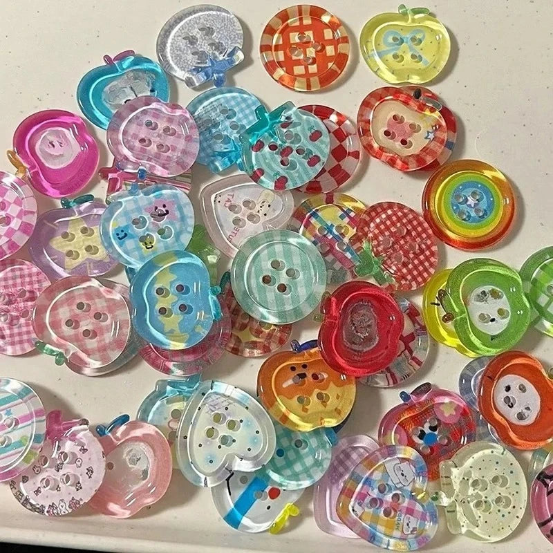 10/20pcs Dopamine Button Mixed Colored Transparent Decorative Scrapbook DIY Crafts Baby Clothing Accessorie Bead Jewelry 2025