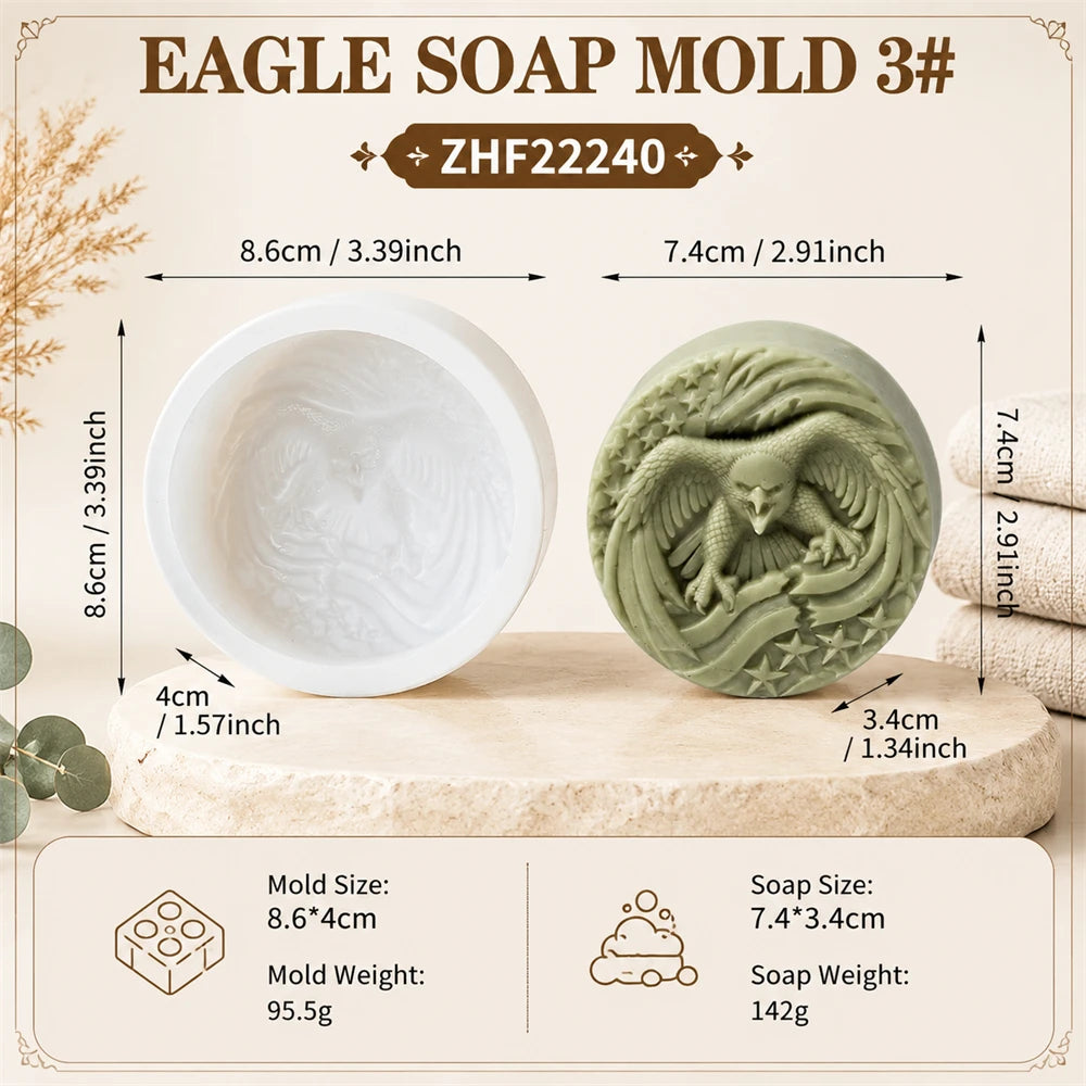 3D Eagles Head Silicone Soap Mold Embossed Eagles Pattern Handmade Soap Making Mold DIY Candle Making Resin Casting Craft Mol
