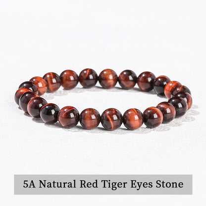 JD Natural Stone Beads Bracelet Amethyst Tiger Eye Crystal Quartz Agate Gem Beads Bangles Women Men Reiki Healling Jewelry Gi