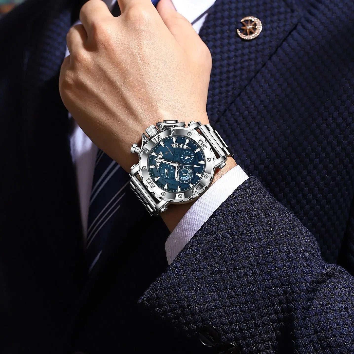 POEDAGAR Luxury Watch For Men Calendar Luminous Waterproof Man Clock Male Chronograph Stainless Steel Men's Quartz Watches Re