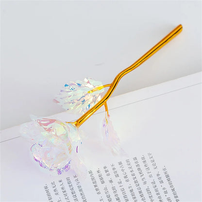 18cm 24k Golden Rose Flower Valentine Day Gift Artificial Roses Foil Rose Flowers Party Wedding Decoration Holiday Present - 