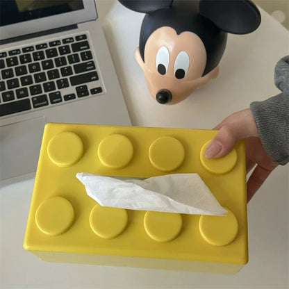 1PC Creative Cartoon Building Block Tissue Box with High Aesthetic Value for Household Napkins Paper Drawer Storage Box