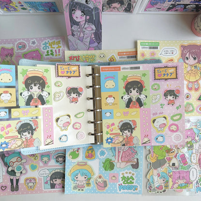 1/6PCS Cute Cartoon Sweet Cool Girl Stickers Hand Account Diary Notebook Planner Scrapbook DIY Decorative Stickers