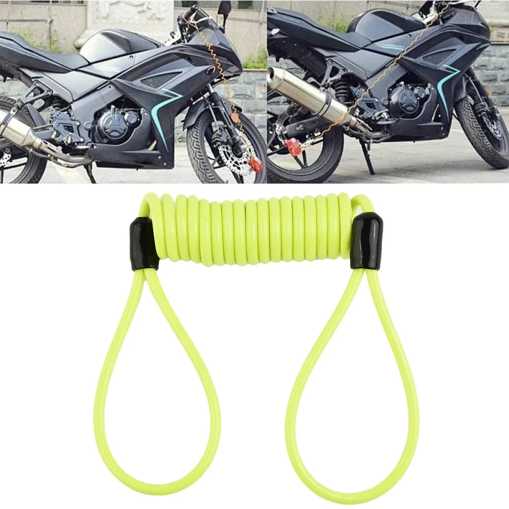 1.2m Bike Spring Cable Lock Anti Theft Rope Alarm Disc Lock For Motorcycle/Bike Scooter Security Reminder Protection Accessor