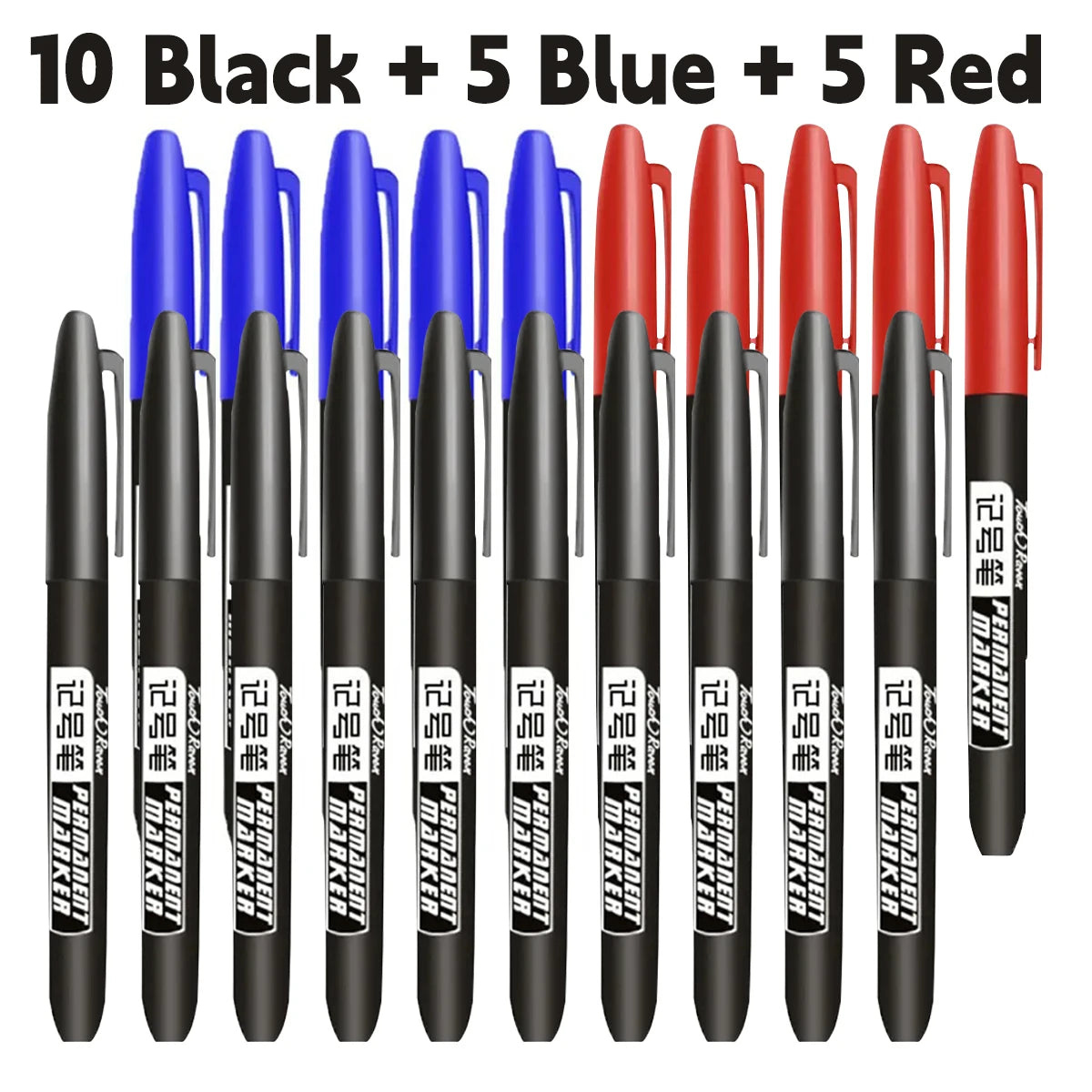6 PCS Permanent Marker Pen Manga Drawing Markers Black Blue Red Waterproof Ink Sketch Pens Stationery Art School Supplies - 1