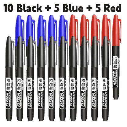 6 PCS Permanent Marker Pen Manga Drawing Markers Black Blue Red Waterproof Ink Sketch Pens Stationery Art School Supplies - 1