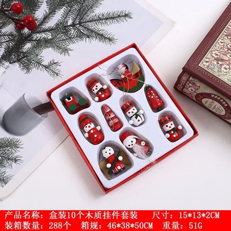 Creative Christmas Tree Decoration Wooden Small Pendant Small Ornaments Boxed Window Props Ornaments Christmas Decorations - 
