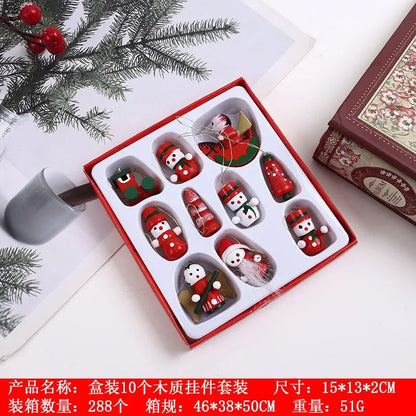 Creative Christmas Tree Decoration Wooden Small Pendant Small Ornaments Boxed Window Props Ornaments Christmas Decorations - 