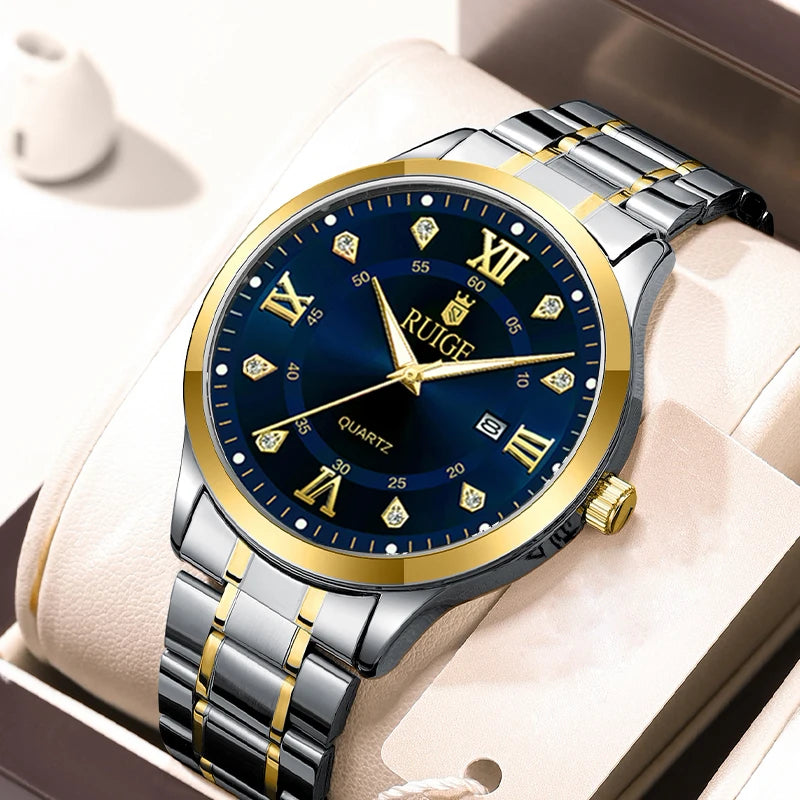 RUIGE Fashion Men's Watch Roman Scale Minimalist Men's Famous Watch Night Glow Waterproof Trendy Watch